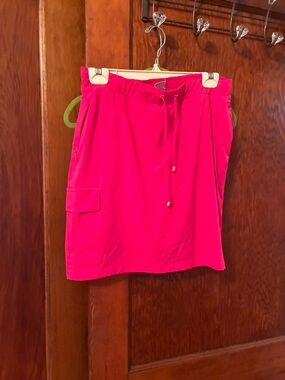 Chico's Neon Pink Drawstring Midi Skirt with Cargo Pocket